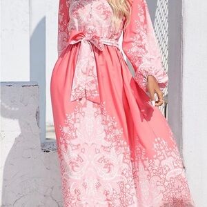 Elegant Pink Maxi Dress Sz Lrg *** NO BELT***